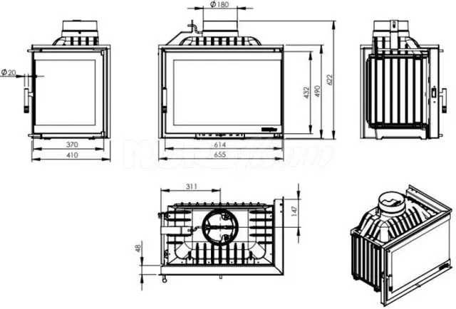Камін  Камінна  топка  NORDFLAM кутоваа на 130м2.ПОЛЬЩА!
