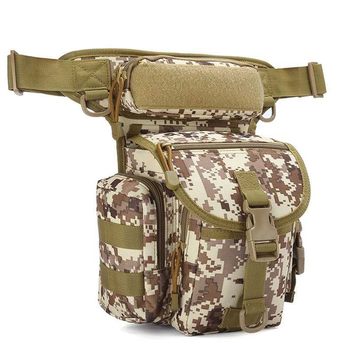 Torba saszetka nerka na nogę udo taktyczna turystyczna Desert