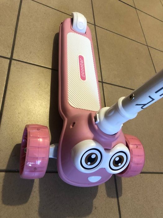 Складний біло-рожевий самокат Максі,світло,пісня Пес-Патрон