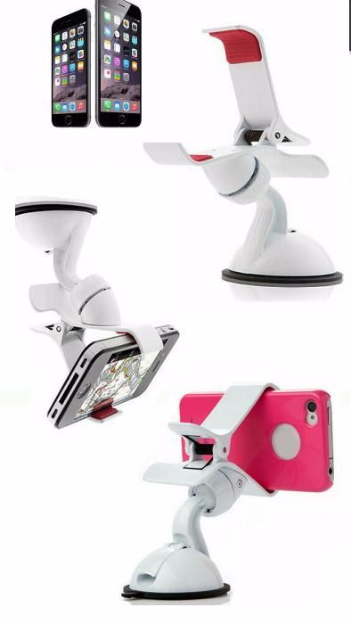 Suporte de telemóvel c/ ventosa para-brisas do carro - Branco