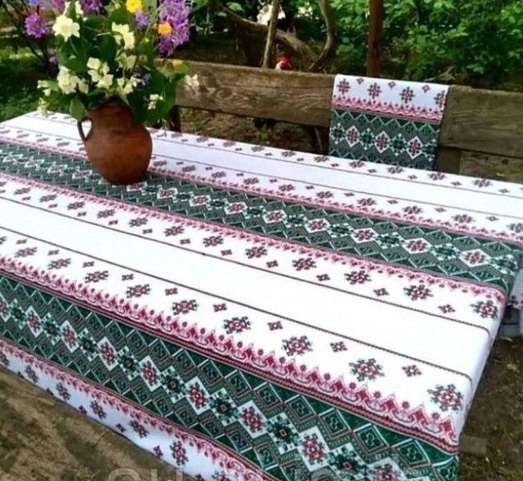 Скатерть новогодняя/ скатертина лляна/ український орнамент