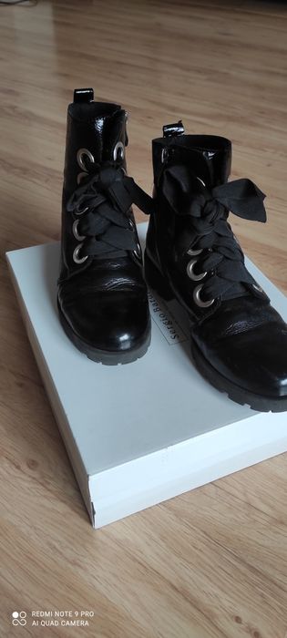 Botki workery  zimowo jesienne r. 38 Sergio Bardi skóra naturalna laki