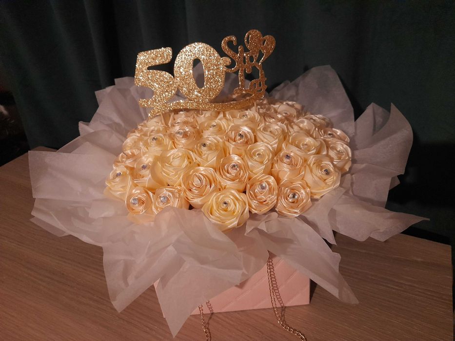 Flower box ze wstążki pod zamówienie
