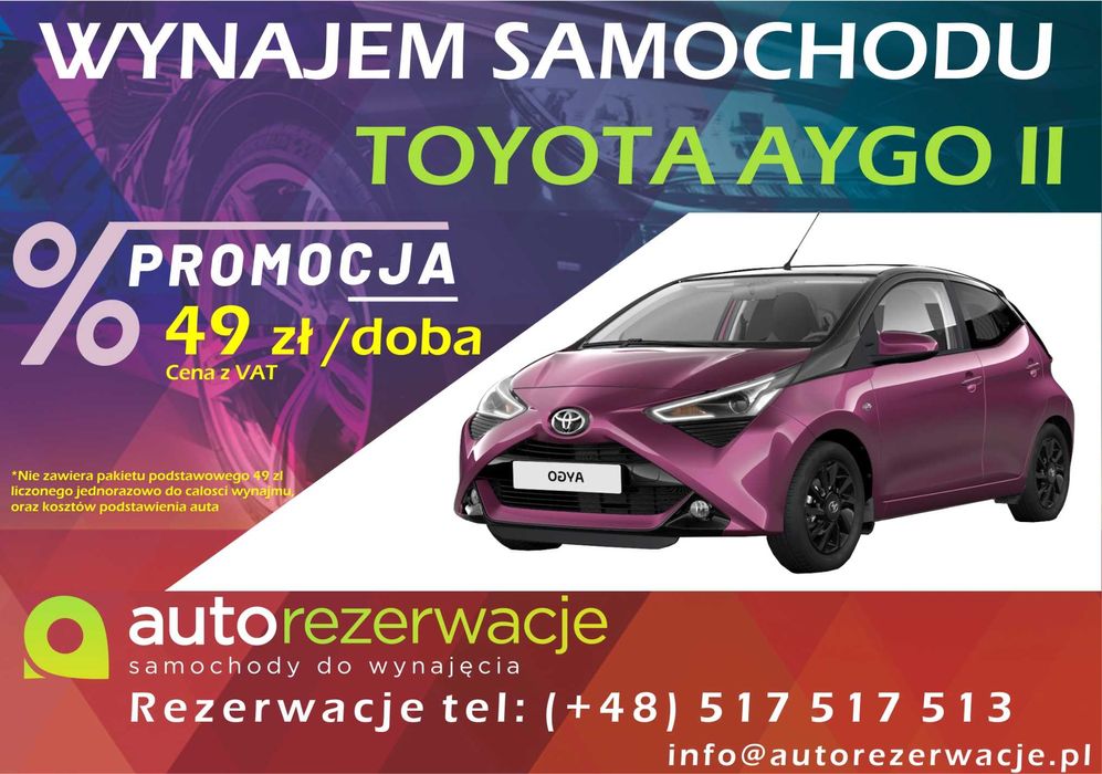 Wynajem samochodu/aut wypożyczalnia samochodów za 49 zł za dobę