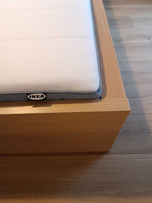 Łóżko Ikea MALM dąb bielony 140 x 200 cm plus materac NOWE Okazja TRÓJMIASTO