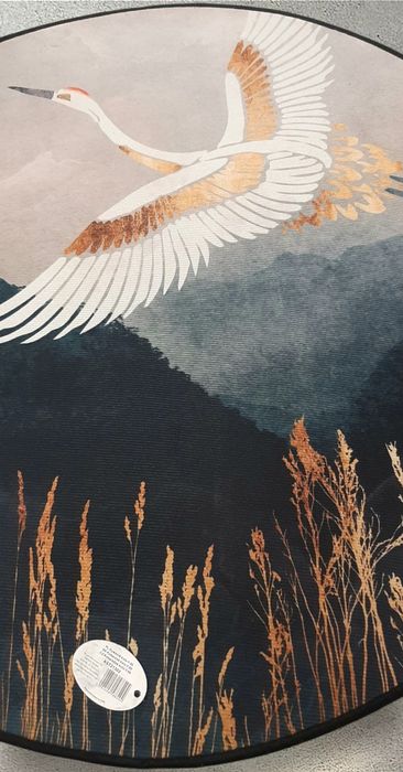 Dywanik okrągły ozdobny japoński żuraw góry salonu sypialni biura nowy
