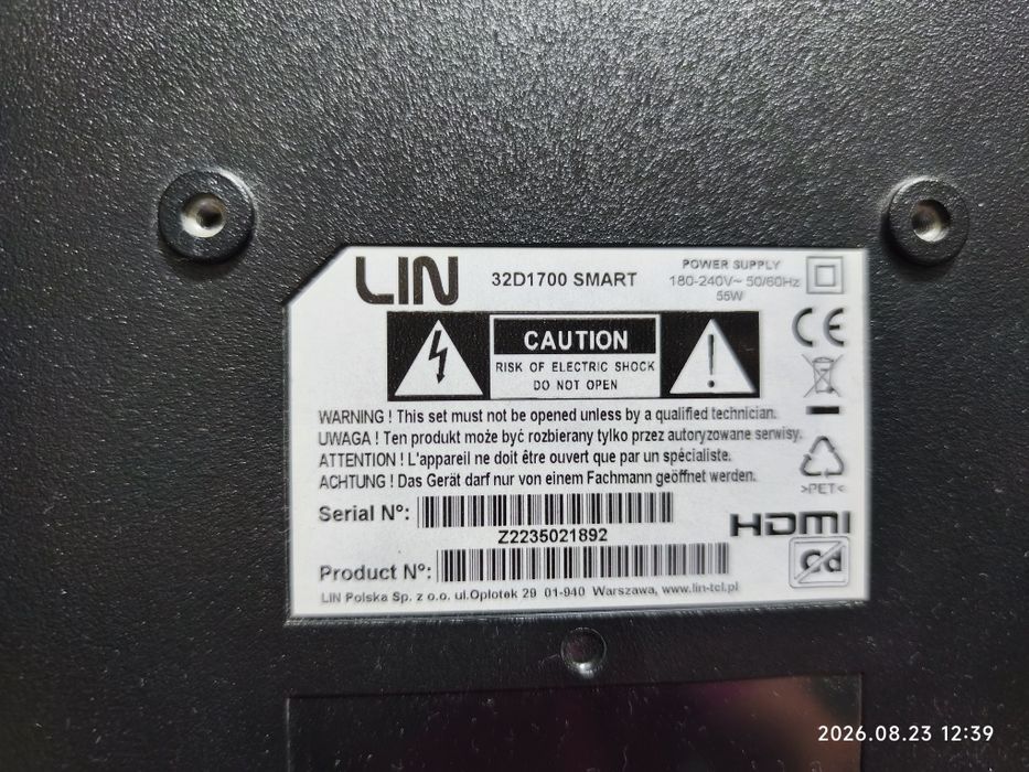 Telewizor LED , LIN 32D1700 SMART – 32 cale – HD Ready, stan b.dobry