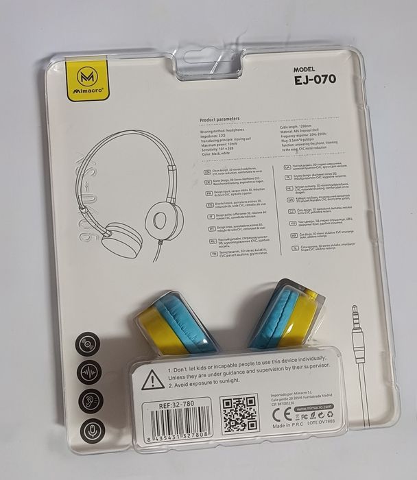 Auriculares infantis seguros com limitador de volume