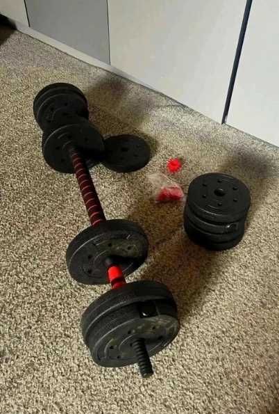 Hantle bitumiczne 2x10kg 20kg sztanga gryf treningowe do domu