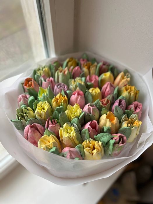 Зефирный букет, зефір, домашній зефір, подарунок, коробочка, зефир