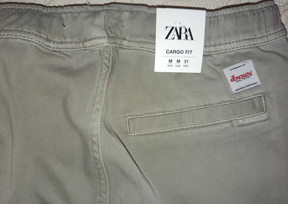 Брендовые брюки штаны карго Cargo Fit джогеры Zara на манжетах.
