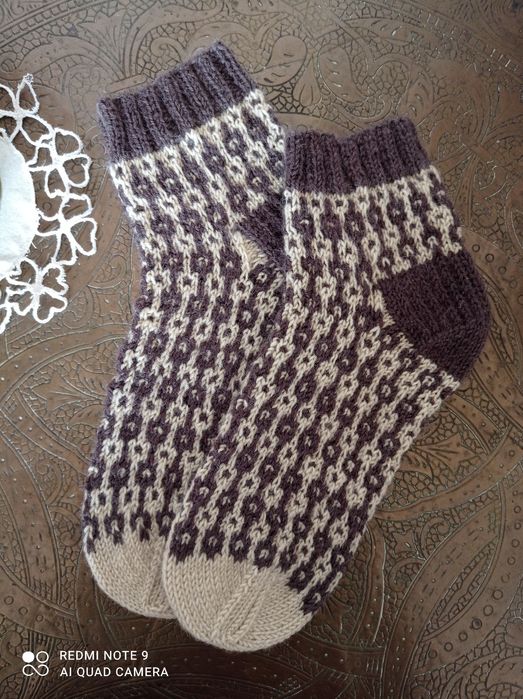 Теплые вязаные носочки