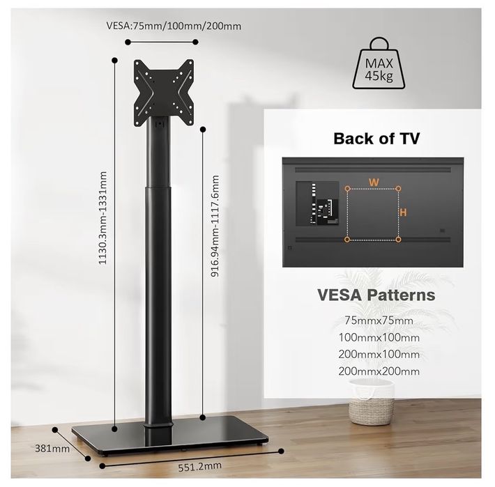 Suporte TV de chão até 45kg