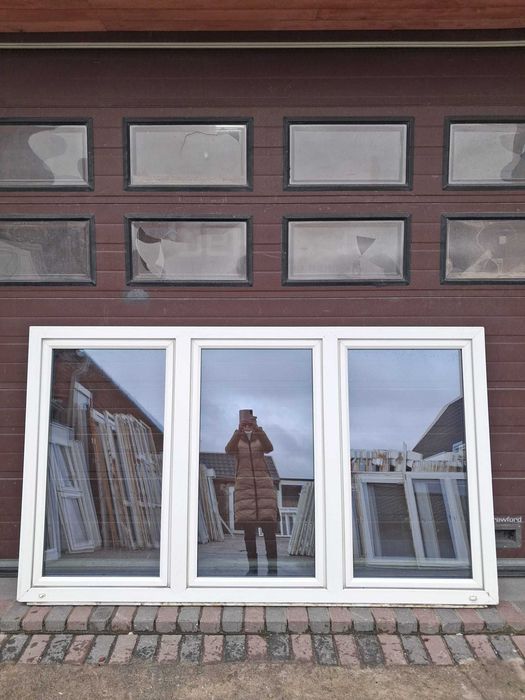 Okno trzyskrzydłowe 243x141 pcv okna duże używane DOWÓZ CAŁY KRAJ