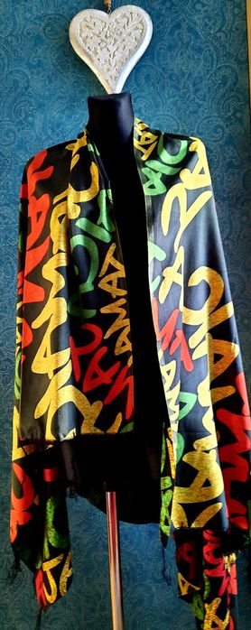 Duża chusta/ pareo/ narzuta w kolorach reggae