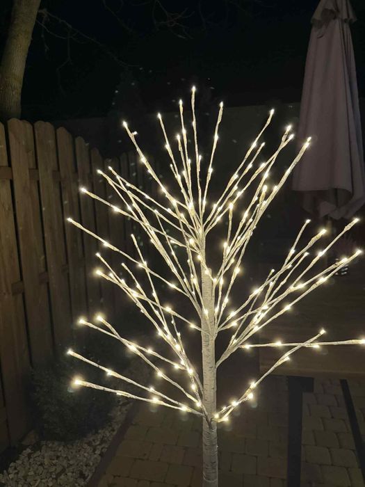 Drzewko świecące led 150zl brzoza  cieply biały