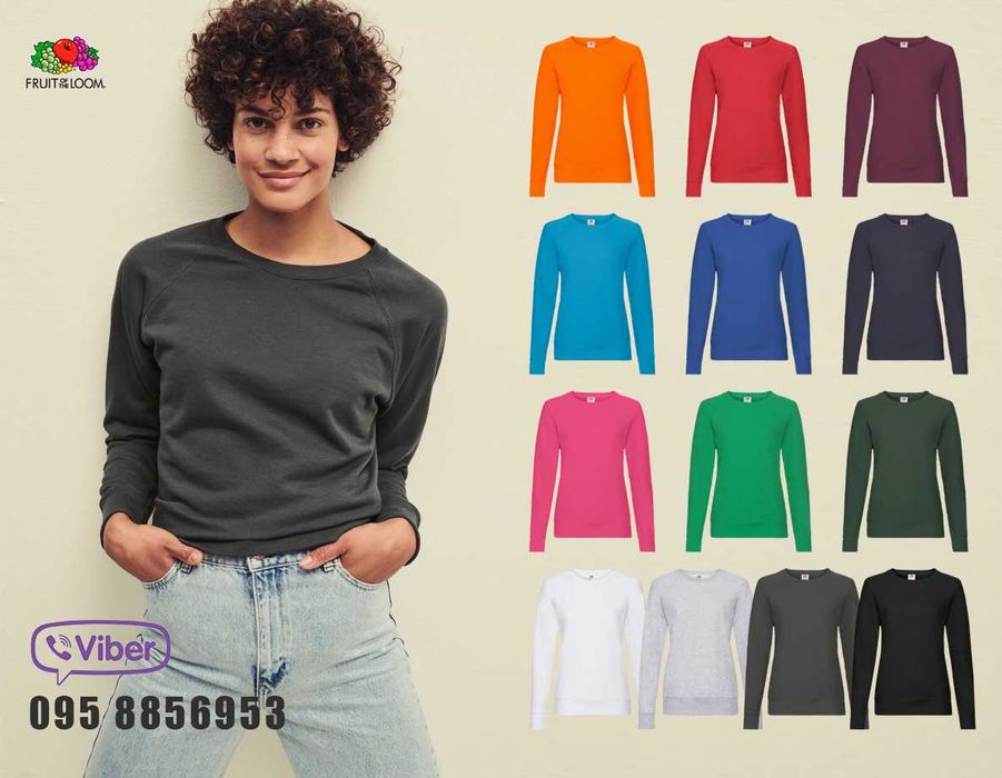Легкий жіночий реглан светр Fruit of the Loom Classic Lightweight