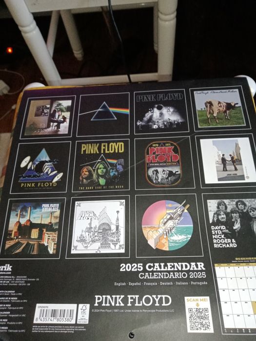 Calendário Pink Floyd 2025