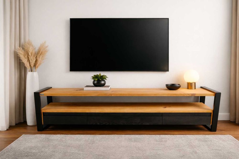 Szafka RTV Dębowa LOFT 100% Lite Drewno Różne Wymiary.