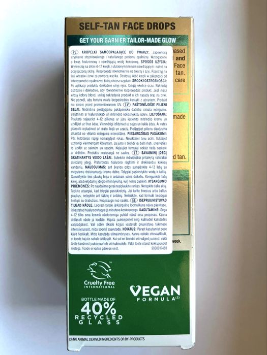 Garnier Natural Bronzer Drops kropelki samoopalające do twarzy nowe