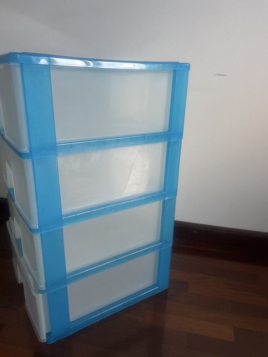 Móvel de Arrumação com 4 Gavetas,  Plástico Rígido