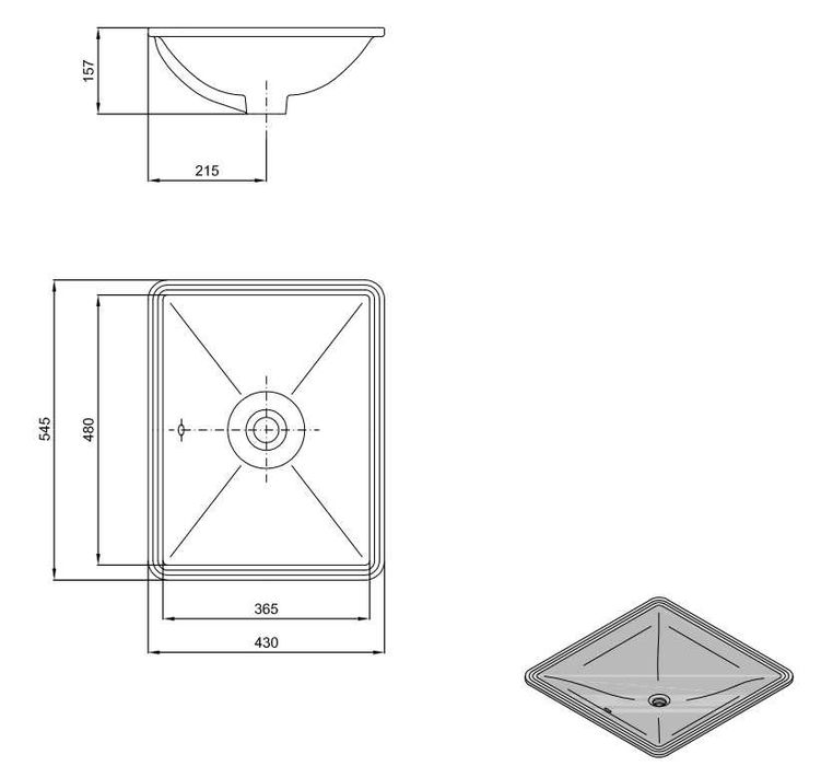 Lavatório Sanitana Aida 55 branco 545x430x157mm (S10060030500000) - Novos (4 unidades disponíveis)