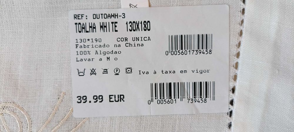 Toalha de Mesa Branca de Algodão