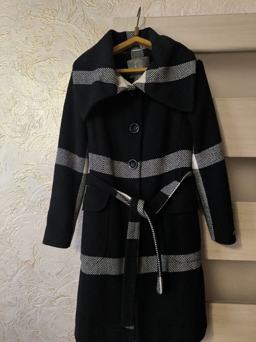 Пальто  в клетку под пояс