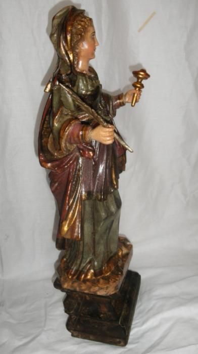 Figura Santa Luzia Madeira Policromada Séc XVII