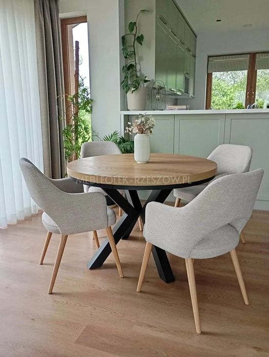 Stół okrągły rozkładany LOFT Pająk metalowa podstawa - personalizacja , transport