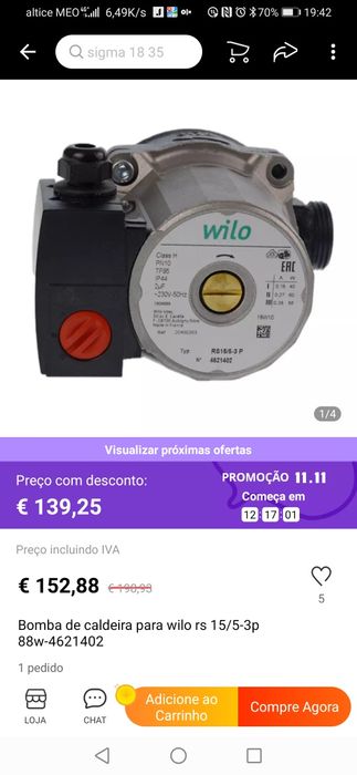 Bomba de circulação de águas de aquecimento