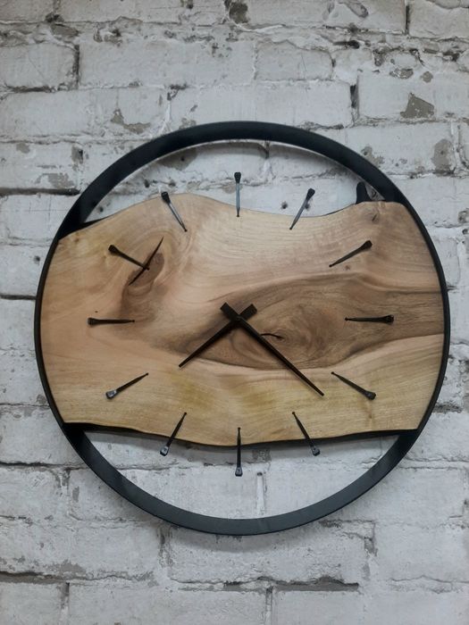 Zegar loft orzech włoski