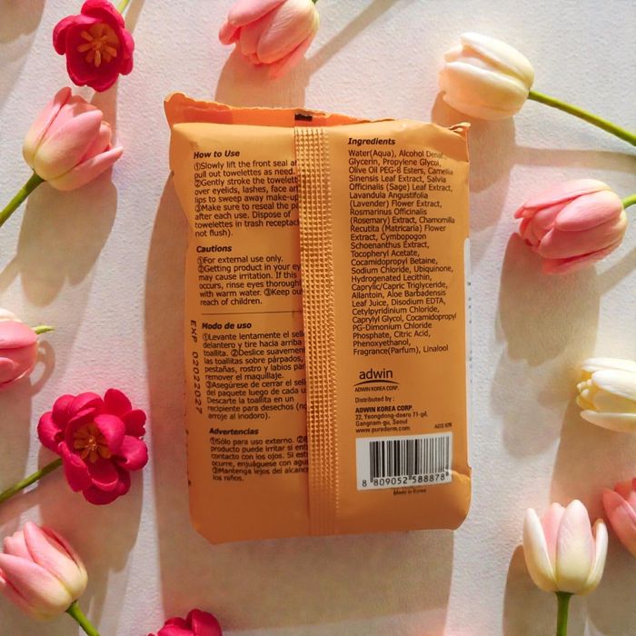 Chusteczki do Demakijażu Purederm Q10 30 szt.  Szybki Demakijaż  Korea