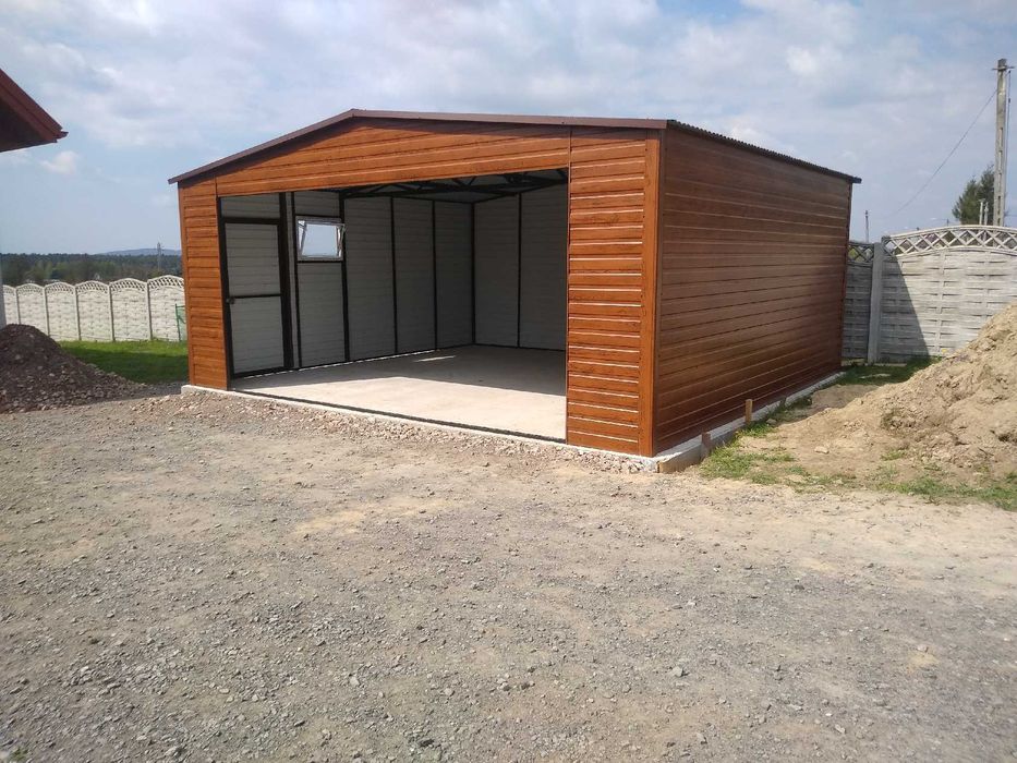 Garaż blaszany blaszak dach dwuspad 4x5 drewnopodobny PRODUCENT (174)