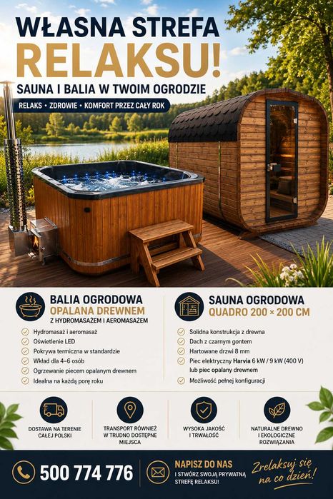 SAUNA QUADRO – Gotowa sauna ogrodowa, super jakość