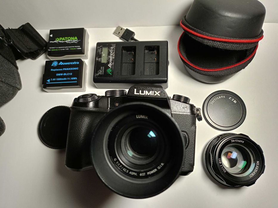 Panasonic Lumix G81 + Lumix 42.5 f1.7 OIS + 35mm f1.2 + Acessórios