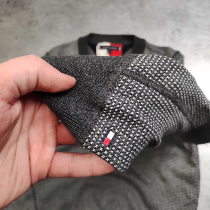 MĘSKI Elegancki Bawełna Sweter Pleciony Logo PREMIUM Tommy Hilfiger