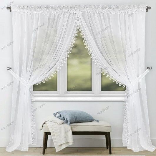 ‼️ SUPER CENA ‼️ Firana do salonu 250x500 z gipiurą biała z woalu