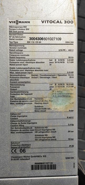 Pompa ciepła VIESSMANN vitocal 300 G 16 / 21 KW gruntowa wodna