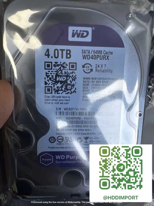 Жорсткий диск 4 ТБ Western Digital WD40PURX Нові Кількість