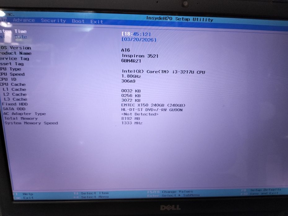 Portátil Dell inspiron 3521 Intel Core i3 8GB RAM 256GB SSD