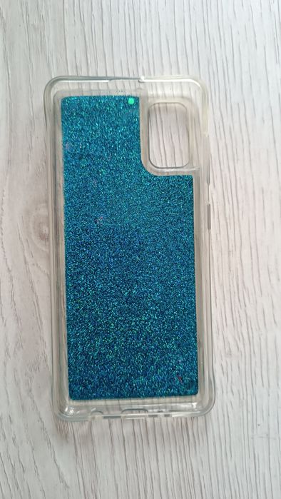 Чехол аквариум для Samsung Galaxy A41 (синие блески)