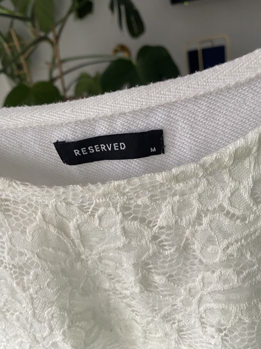 Bluzka koszula z długim rękawem koronką koronkowa biała Reserved M