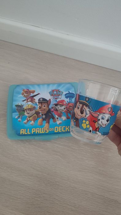 Zestaw Psi Patrol kubek szklany mini śniadaniowa na przekąski