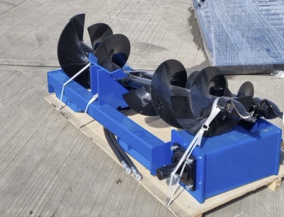 Wiertnica glebowa świder hydrauliczny + 3 wiertla miniladowarka bobcat