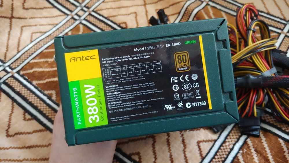 Блок живлення для ПК, Antek 380w, 80 plus, Bronze,