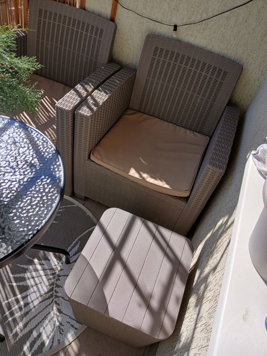 Zestaw mebli na balkon technorattan 2 fotele, schowek