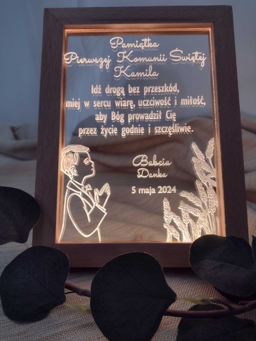 Pamiątka pierwszej komunii, ramka led