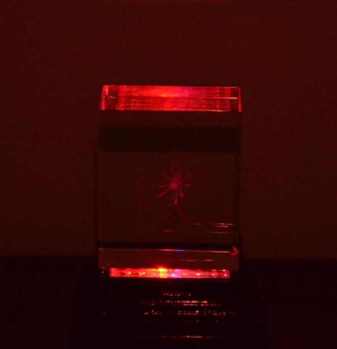 Prisma em cristal, com gravação interior, a laser, de TEIA DE ARANHA 3