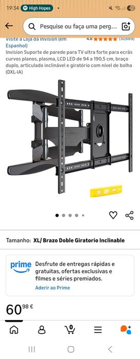 Suporte de parede para TV ultra forte para ecrãs curvos planos, plasma, LCD LED de 94 a 190,5 cm, braço duplo, articulado inclinável e giratório